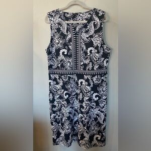 Talbots Effortless Jersey Sheath Dress - Paisley Black/White Size XL